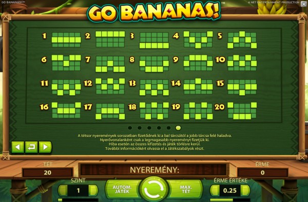 Go Bananas! Nyerővonalak