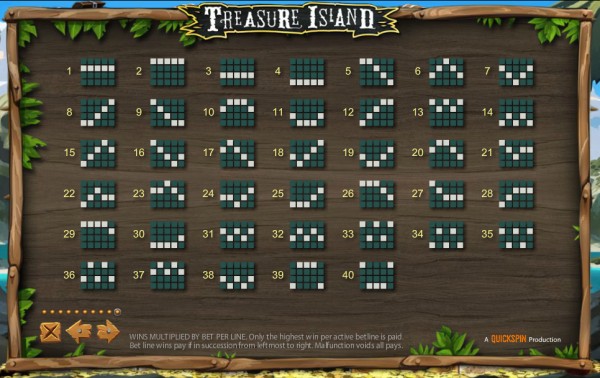 Treasure Island  nyerővonalak