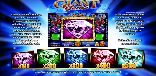 Giant Gems Kifizetési táblázat